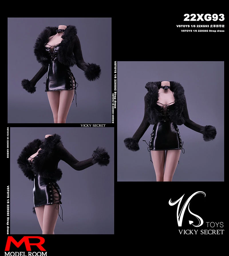 VSTOYS 22XG93 1/6 kobiet czarne skórzane rajstopy spódnica sukienka ubrania Model Fit 12 ''TBL S12D żołnierz figurka ciała lalki