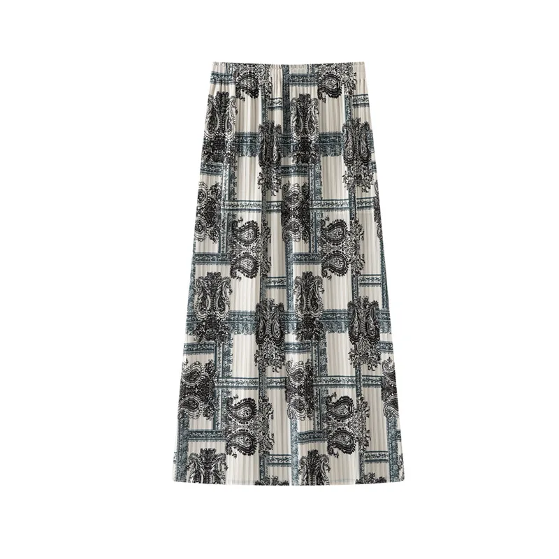 مياكي أضعاف 2025 الربيع/الصيف نصف تنورة نمط العرقية فستان أضعاف تنورة كبيرة الحجم تظهر رقيقة نصف تنورة الرجعية مائة أضعاف