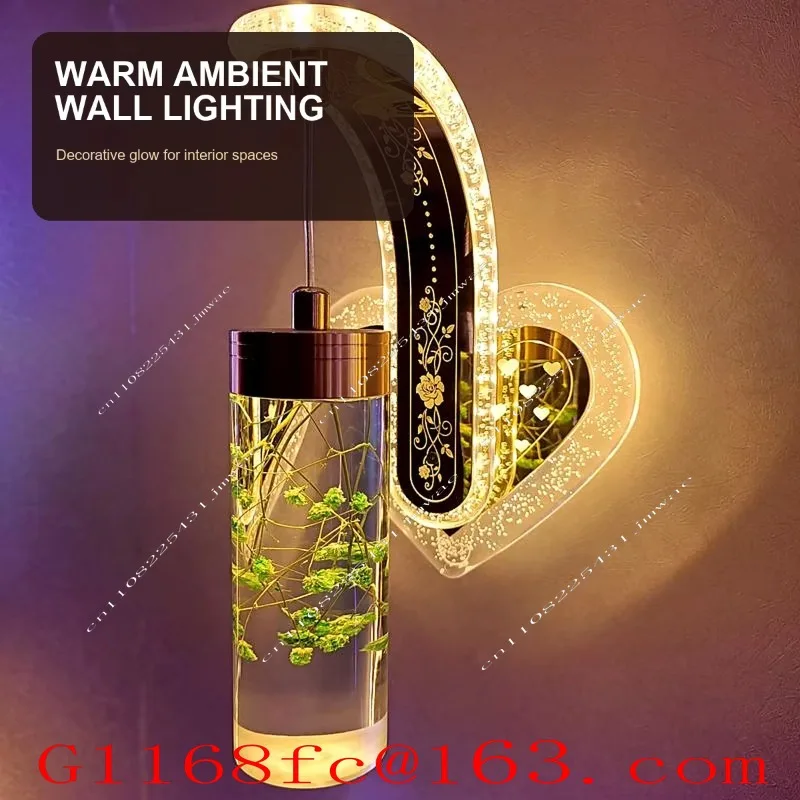 New Design Dried Flower Acrylic Wall Bracket Light Modern Small Wall Lamp