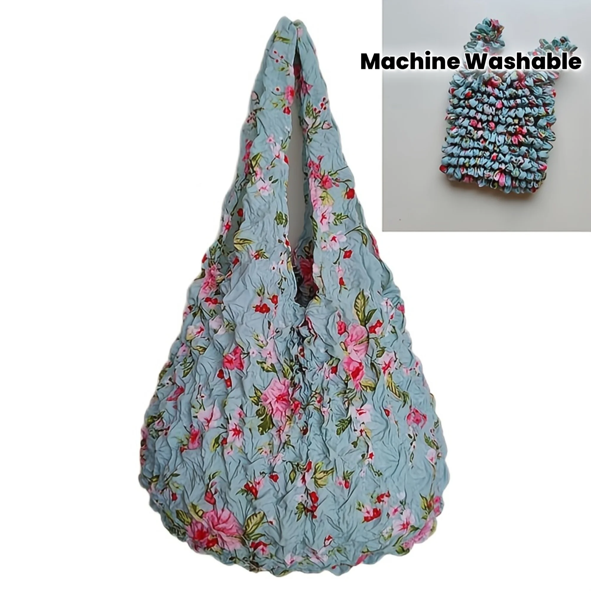 

Stretchable Bubble Pleated Magic Shopping Tote Bag Retractable Large Space Reusable Washable Fabric Handbag Collapsible Portable Multifunctional Shoulder Bag Practical Fashion Daily Carry Bag For Travel Outdoor Shopping Household Daily Life Use