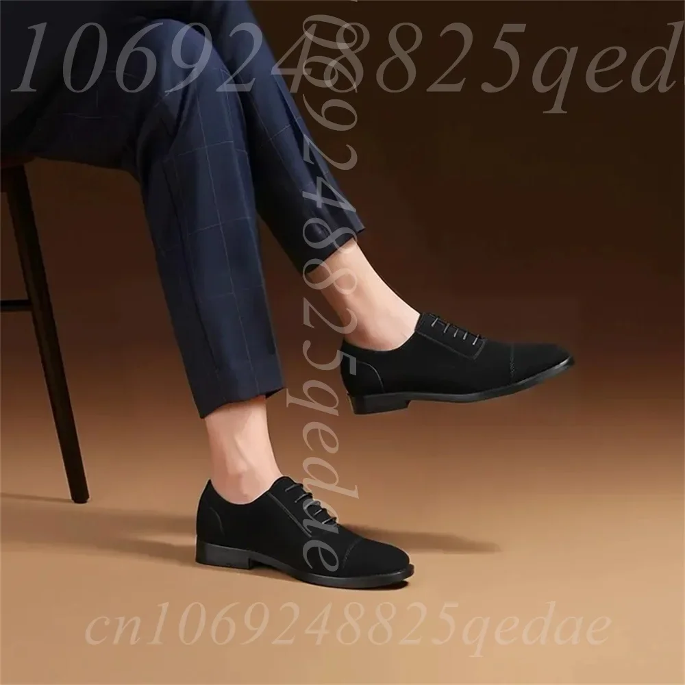 Men's Lace-Up Suede Leather Cap-Toe Oxfords, Non-Slip Rubber Sole, Comfortable Durable Formal Footwear for Men, Multiple Colors