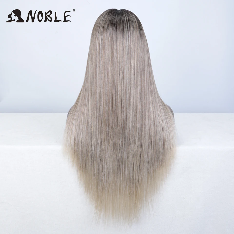 Edele Synthetische Kant Front Pruik 30 Inch 13X7 Lange Rechte Full Lace Front Pruik Kant Deel Blonde Pruiken Voor Vrouwen Kant Pruik