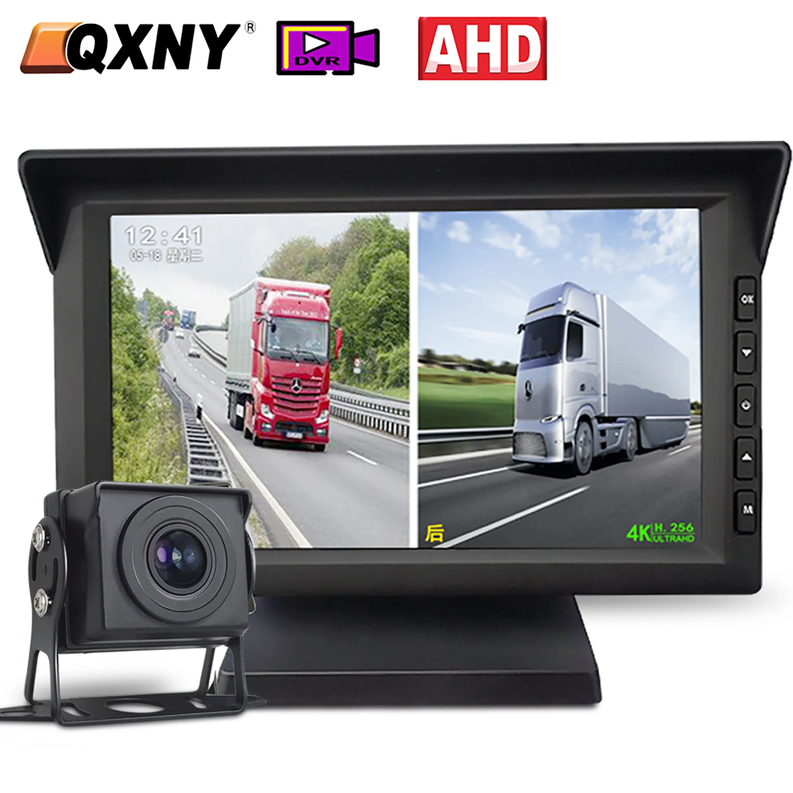 

2CH 1080*720P 7 Inch IPS Screen Car Truck Bus AHD DVR Monitor with Digital Video Recorder for Front Rear Reverse Backup Camera