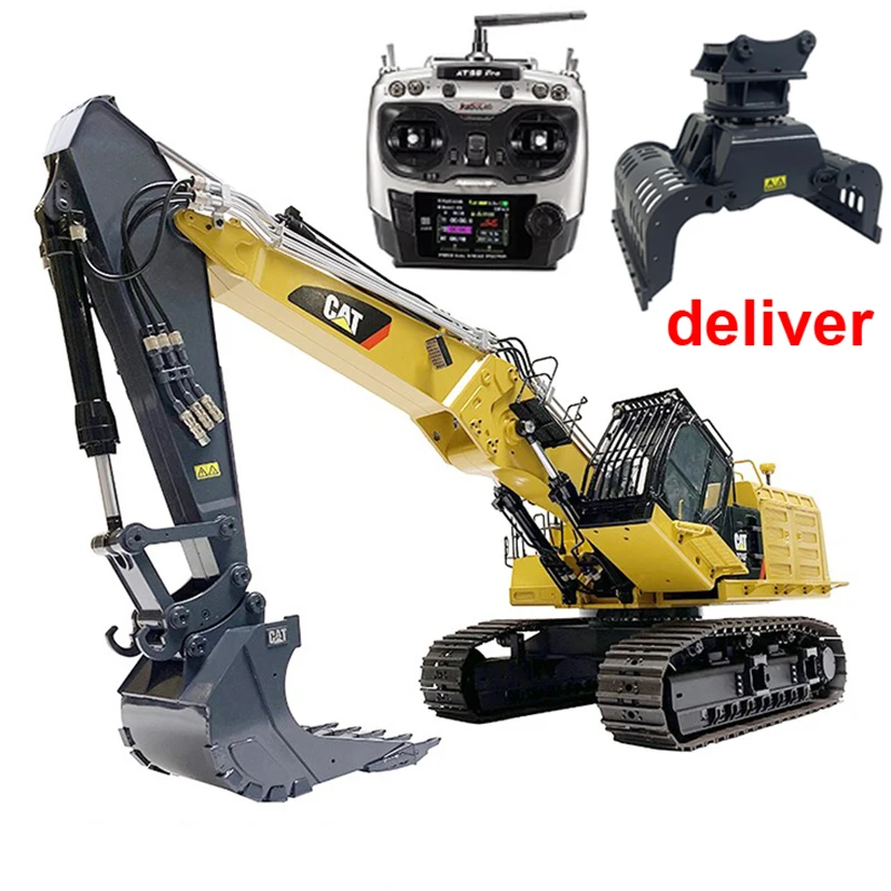 Three-section Boom 1/14 374F Remote Control Excavator Model Full Metal Excavator Model To Send Hydraulic Claw