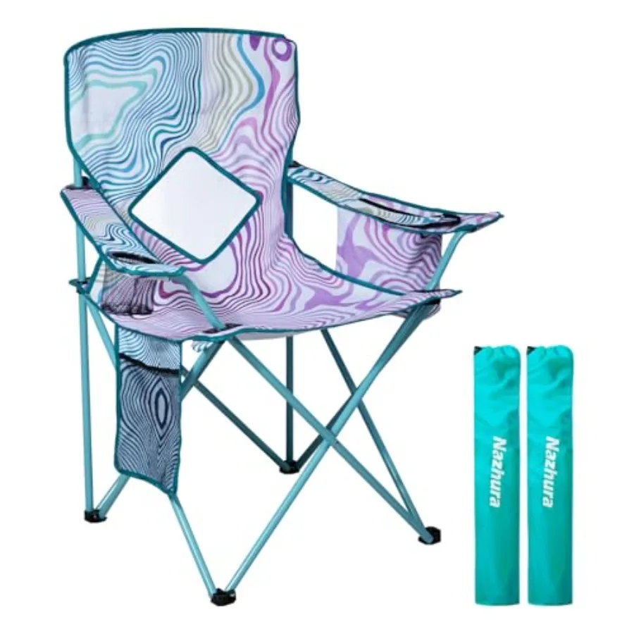 

Комплект из 2 складных кемпинговых стульев с сумкой-холодильником, сетчатой спинкой и карманом для стакана, цветочный дизайн, 2 штуки