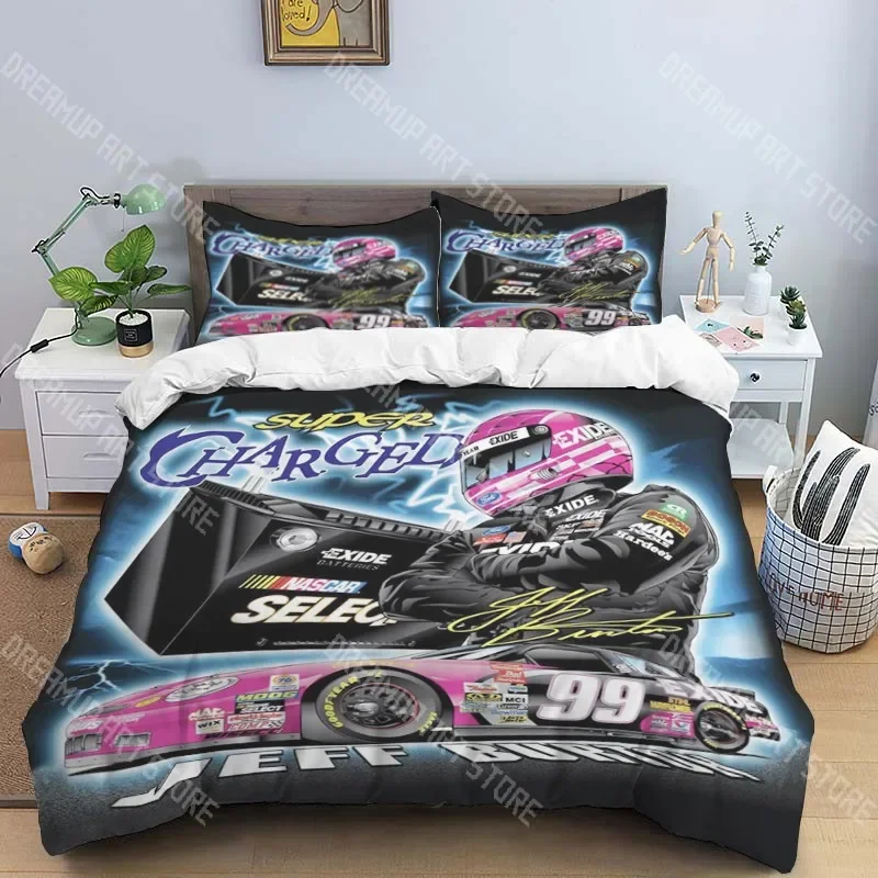 2026 R-racing Graphics N-NASCAR Trendy Print Three-piece Suitable For Kids Or Adults Quilt Cover Pillowcase Bedding Set Birthday