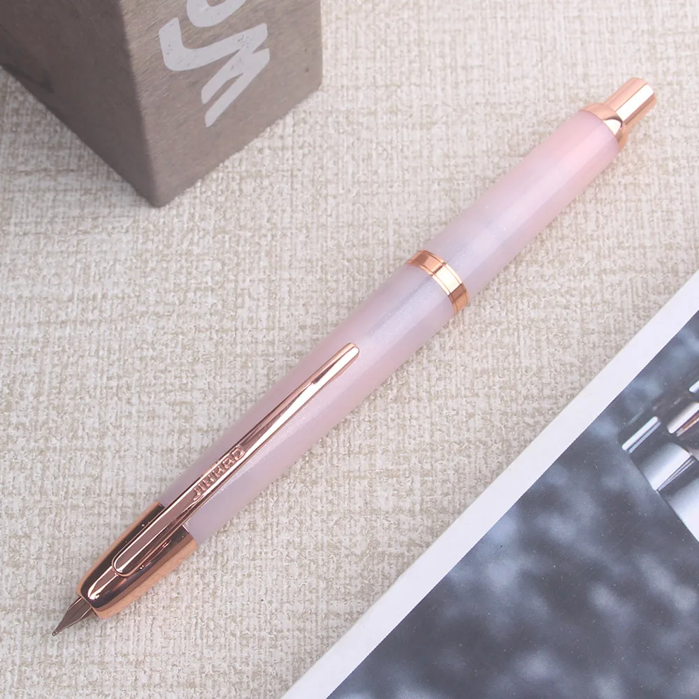 

new Color! JINHAO 20 Pink Press Fountain Pen Retractable EF/F Nib Plastic with Clip Writing Ink Converter Stationery Supply