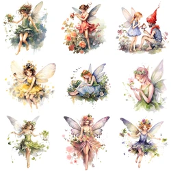 15cm Kids Beautiful Flower Fairy Girl Butterfly Fairy Ironing DTF Thermo Sticker Heat Transfer Clothes Clothing Crafts Decals