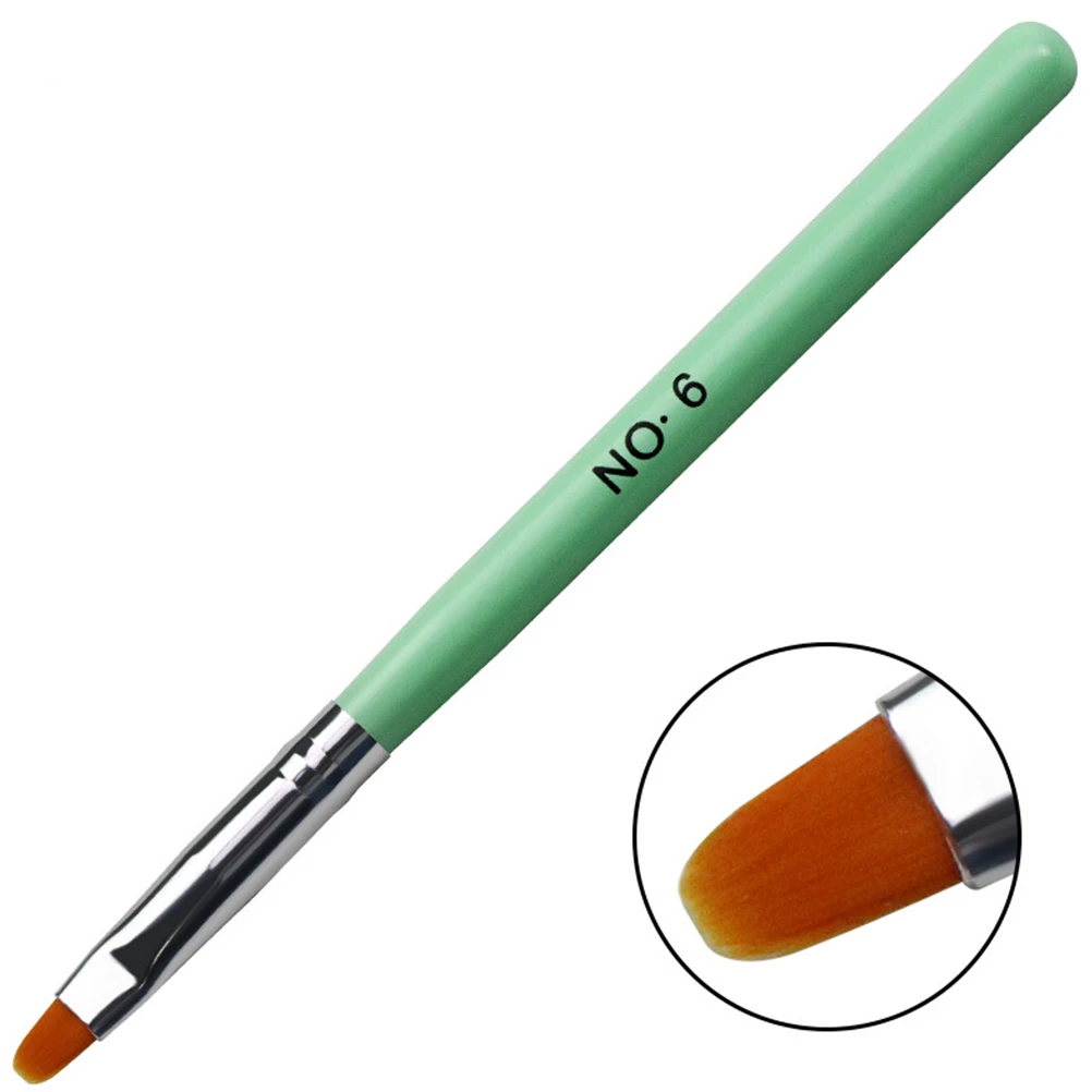 

1 set 1 Set Of Uv Gel Nail Art Brush Kit Wooden Handle Fine Liner Dotting Tools For Diy Manicure Nail Painting Decorations Green