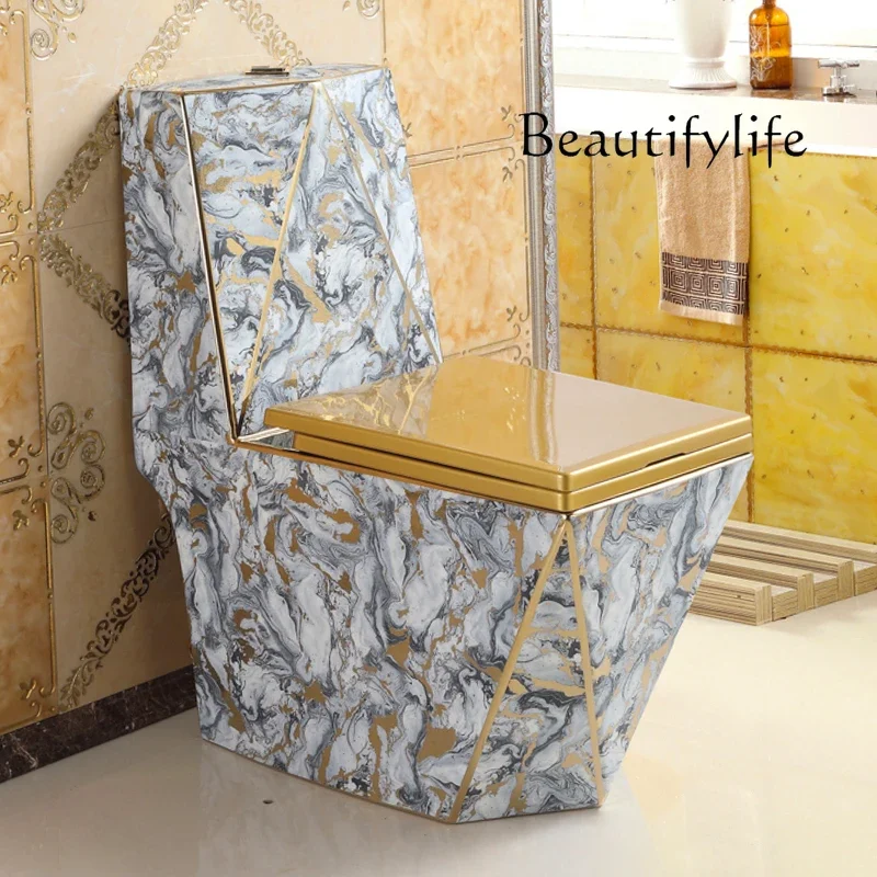 N46 Color siphon type personalized gold toilet anti-splashing and anti-freezing crack large diameter pumping silent one-piece