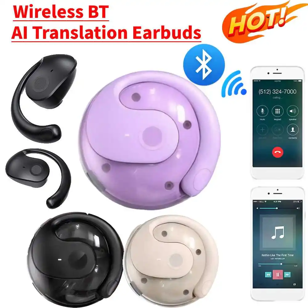 Wireless BT Translation Earbuds Real-time Language Translation Earphones 144 Language Smart Voice Translator for Travel Business