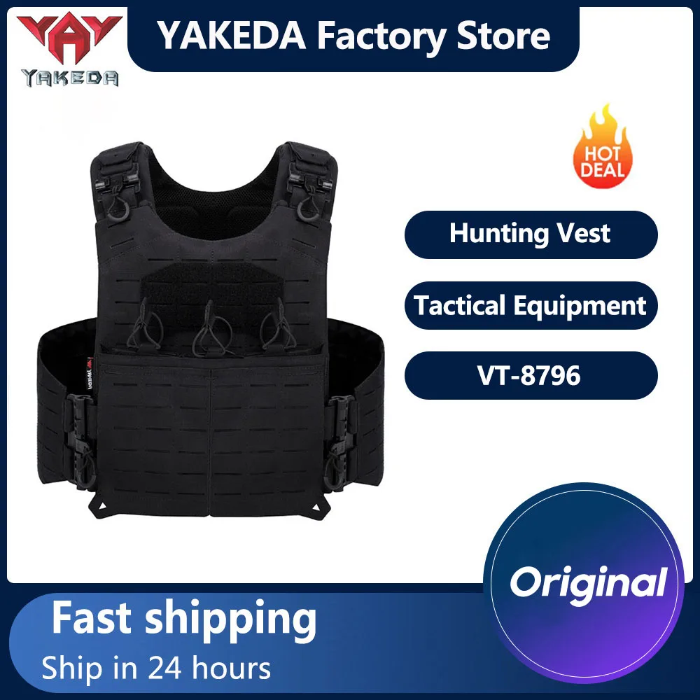 

YAKEDA Tactical Vest One-click Quick Release Laser Cutting PALS System Multi-functional Protective Breathable Hunting Vest