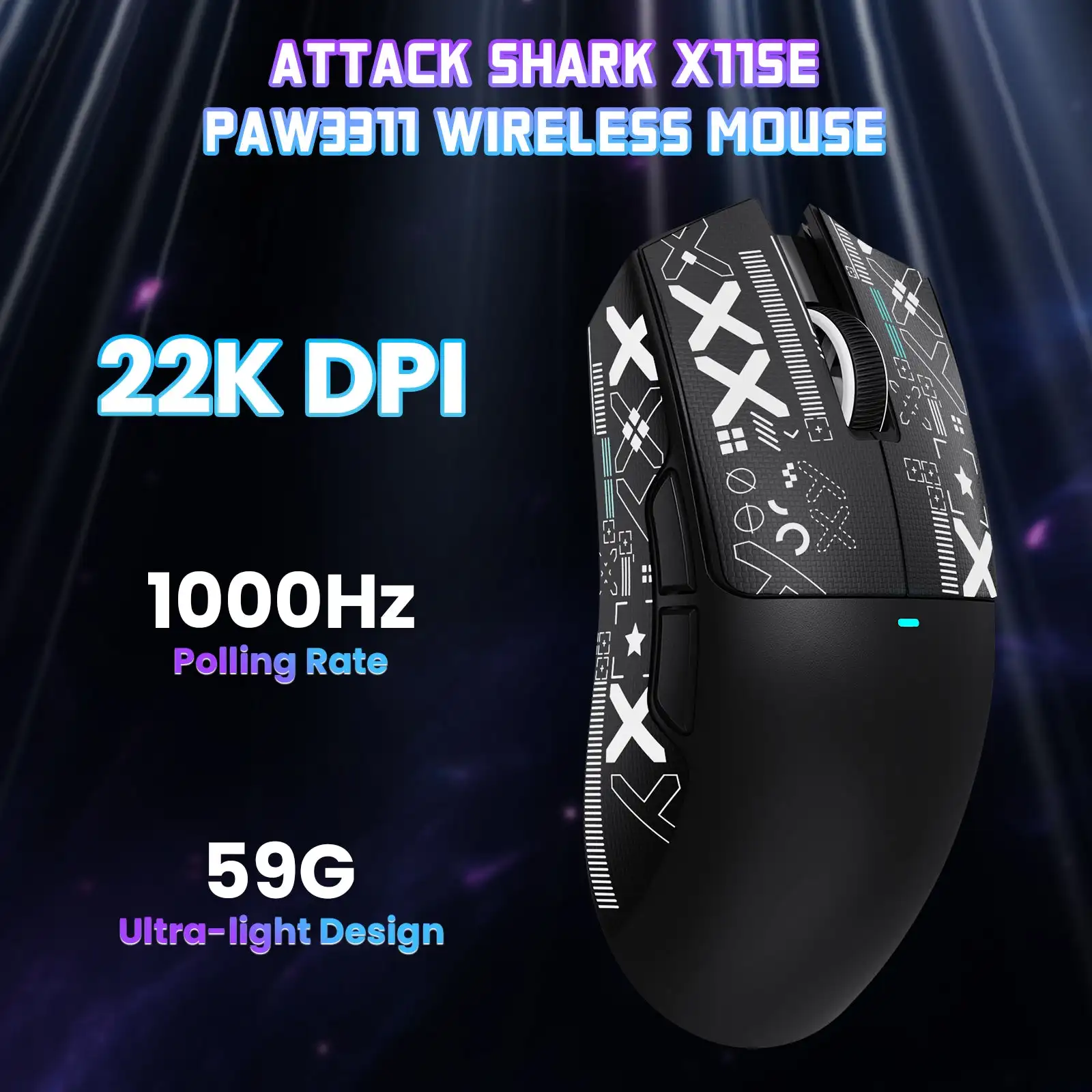 ATTACK SHARK X11SE Lightweight Tri-Mode Wireless Gaming Mouse,  65H Battery,22000DPI, Ergonomic Design for Precision Gaming