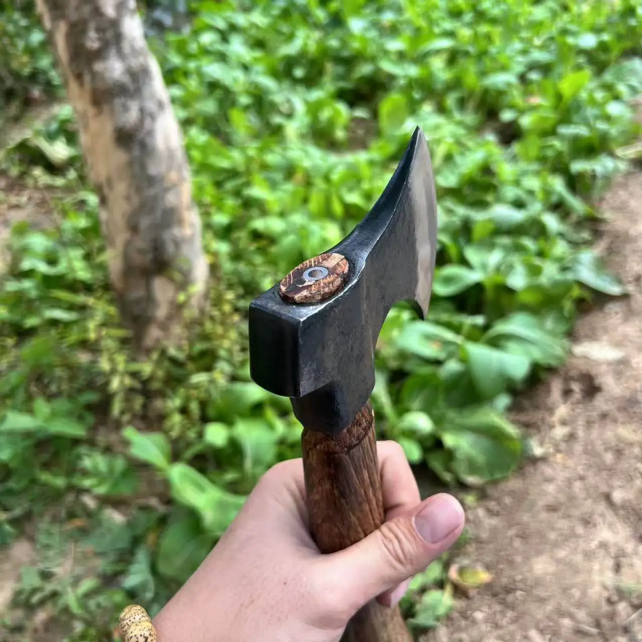 65 Manganese Steel Forged Camping Axe Hickory Wood Handle Excellent Tool Outdoor Chopping and Self-defense Home Use