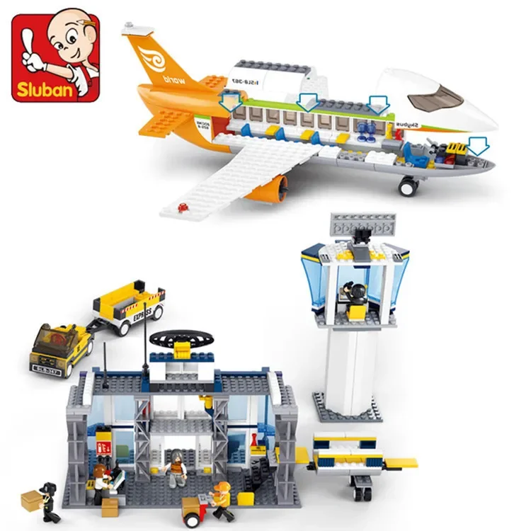 Sluban 0367 Building blocks  International airport boy small particle piecing and assembling toys