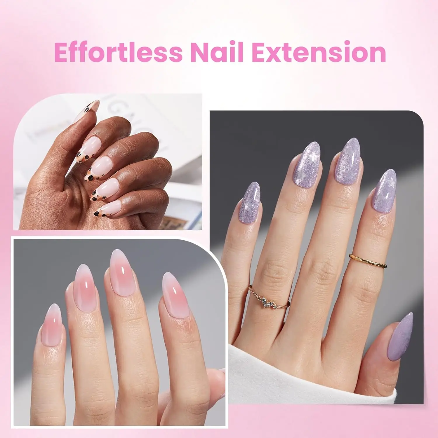 مجموعة أطراف أظافر متوسطة الحجم من اللوز، 192 قطعة 16 مقاسًا مع غراء للأشعة فوق البنفسجية، وقاعدة ومعطف علوي، ومصباح صغير، وأطراف أكريليك محفورة مسبقًا