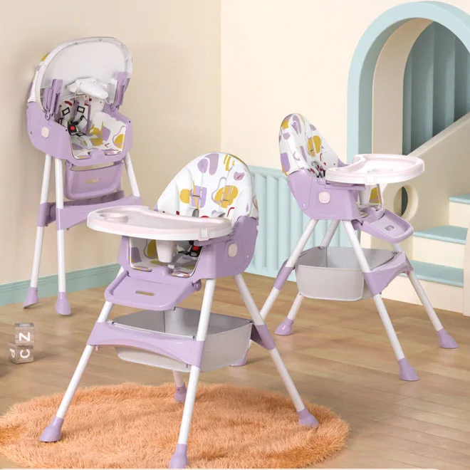 Silla alta portátil para niños y bebés, plegable, ajustable en altura, para comer, venta al por mayor