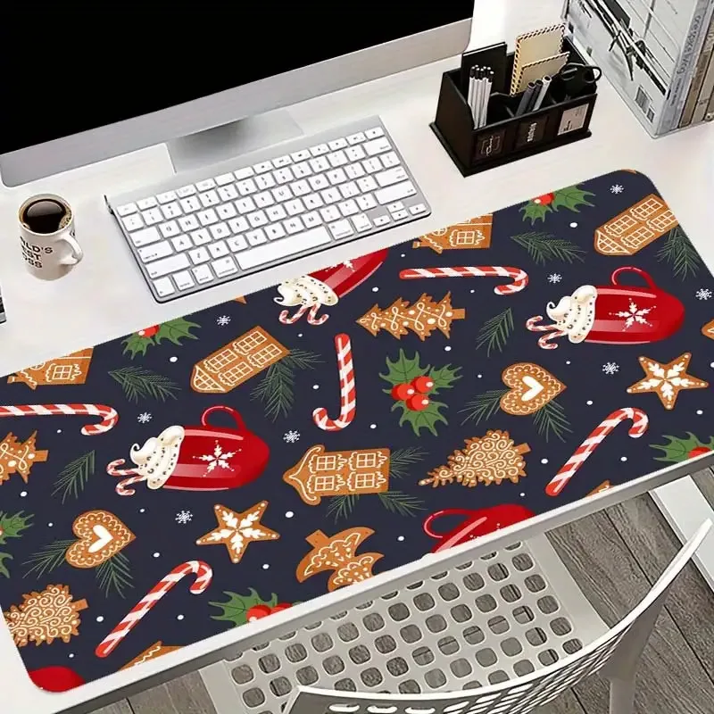 Gingerbread Christmas Desk Mat Extra Large Anti-Slip Gaming Mouse Pad for Office and PC Setup