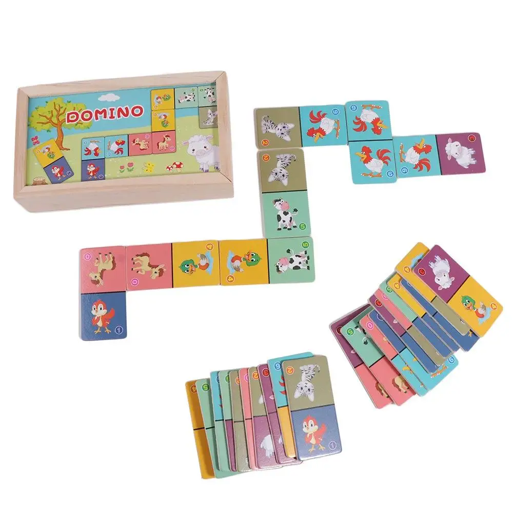 

Learning Plaything Wooden Domino Building Blocks Set Education blocks Wooden Animal Domino Puzzle Preschool Jigsaw Tollder