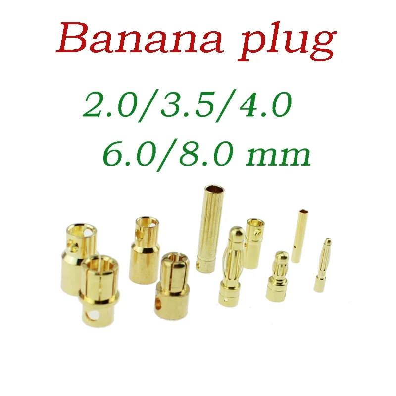 Bullet Banana Stecker Stecker 2mm 3,5mm 4mm 6mm 8mm Männlich Weiblich für RC Motor ESC batterie Teil Gold PlatedARE4