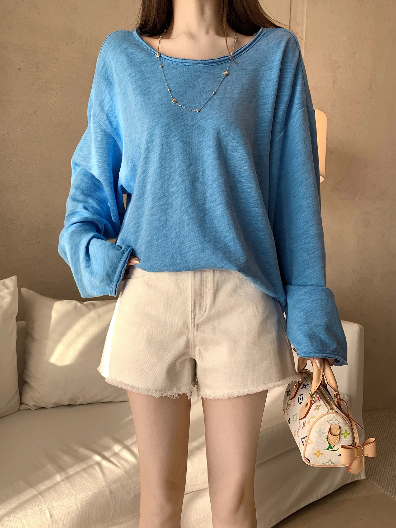 

Lilylikes Salt Series White Jeans Short Pants Fashionable Frayed Casual Straight Leg Cotton Stretch Spring Summer Ladies...