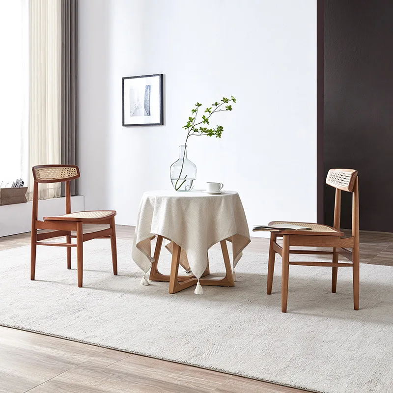 

Modern Solid Wood Rattan Restaurant Chair for Home Hotel Coffee Shop Wholesale Furniture Set Table Chairs for Dining