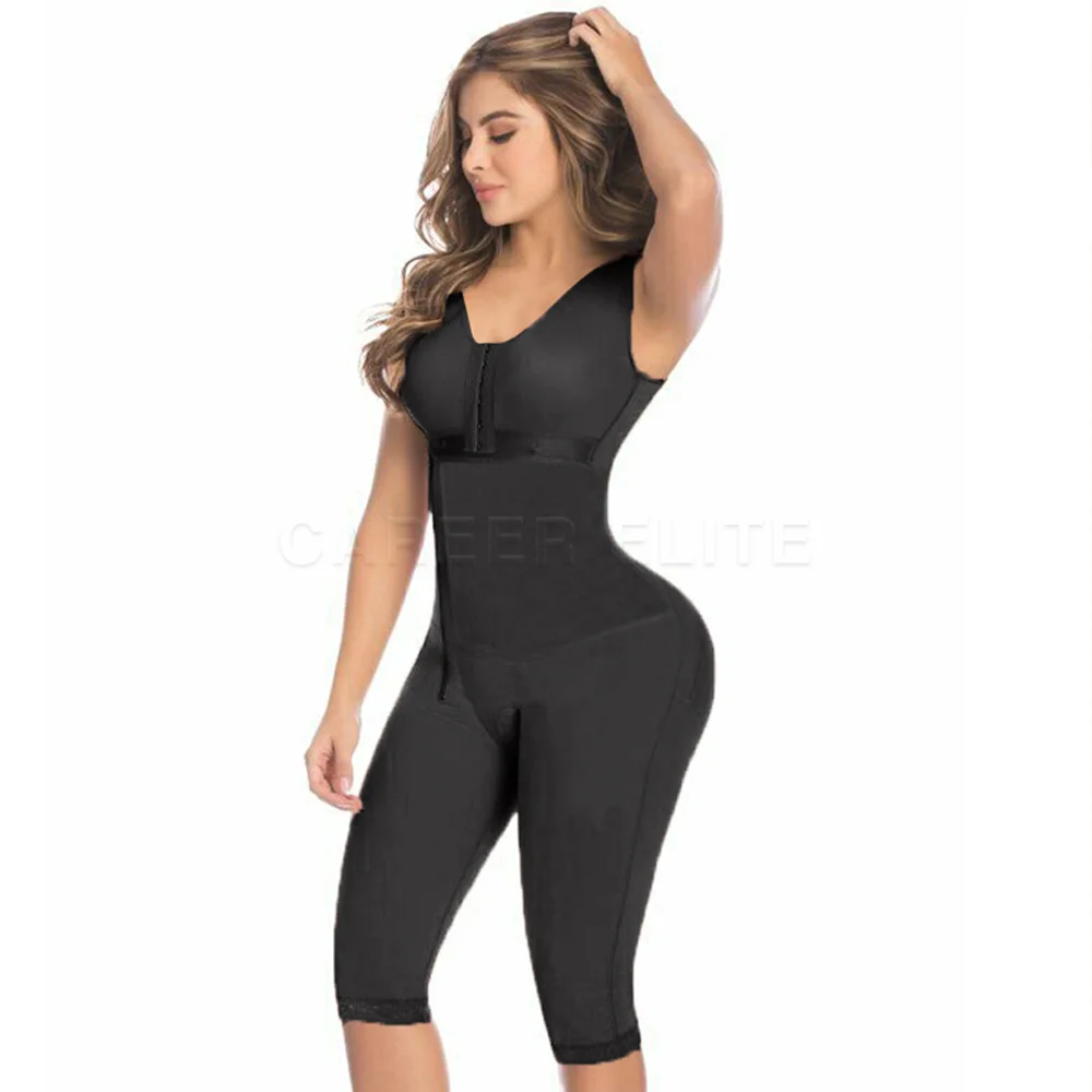 Full Body Shaper Front Side Zipper and Knee Length Shapewear Women Slimming Shorts Stretch Flat Belly Sheath Waist Trainer BBL