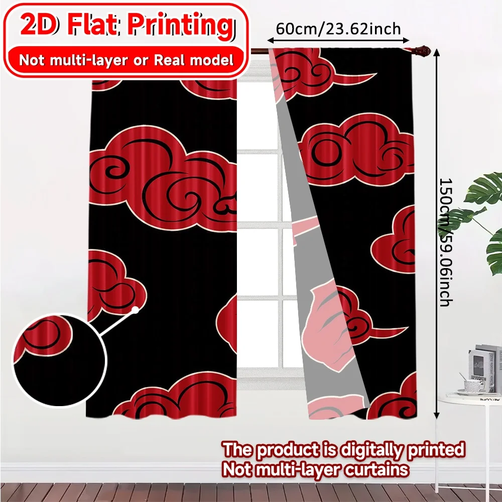 2D Flat Printing,2pcs Crimson Clouds Contemporary Popular Curtains Versatile Durable Polyester Curtains Festive Suitable for