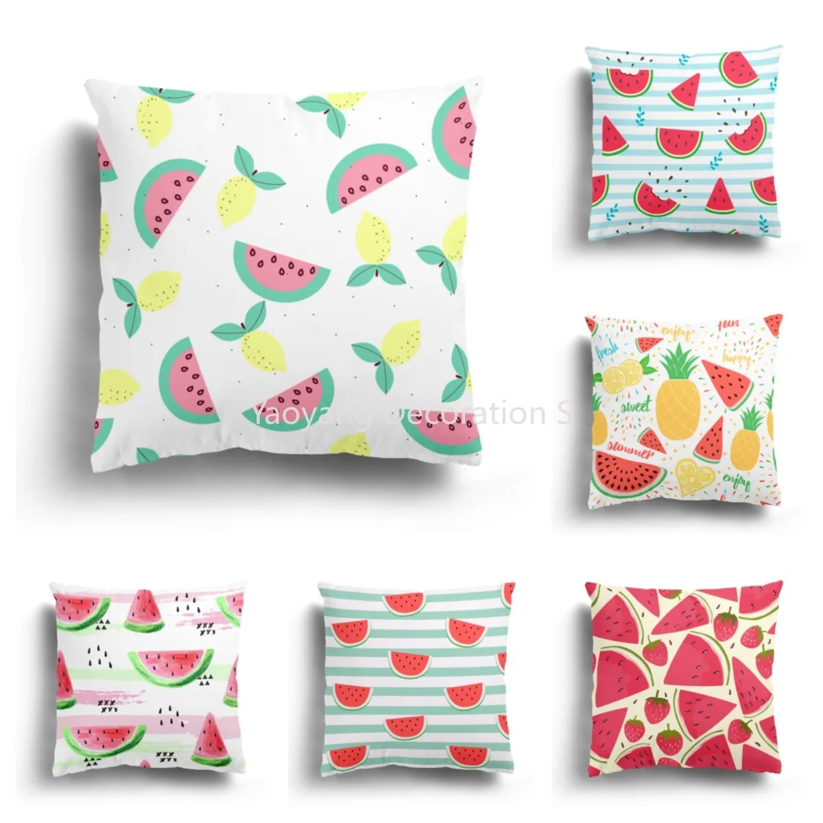 

Cartoon Fruit Series Banana Watermelon Pineapple Cherry Pillowcase Cushion Cover Home Decor Sofa Pillowcase Moda