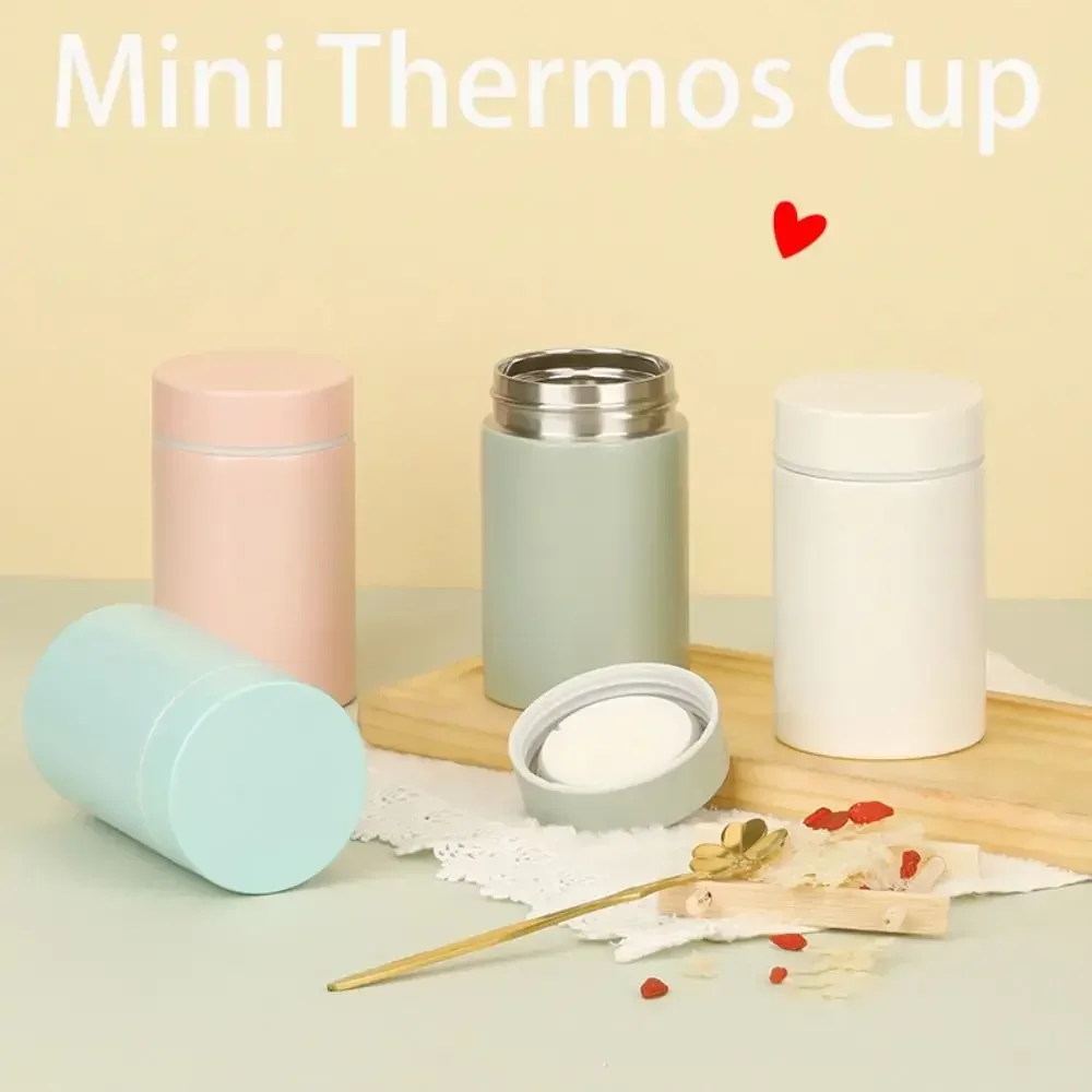 260ML Cute Portable Insulation Cup Mini Pocket Stainless Steel Thermal Water Bottle White Fungus Braising Beaker