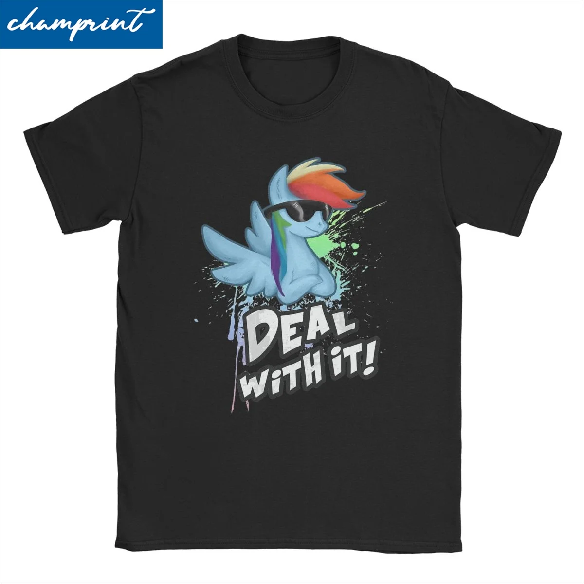 Rainbow Dash Deal With It T Shirt Men Women's Pure Cotton T-Shirts Crew Tees Short Sleeve Clothing Printing