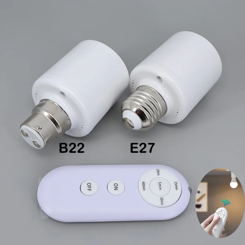 

E27 or B22 Remote Control Light Bulb Base Lamp Holder wall Socket Smart Timer Switch Wireless 8mAC 110V 220V ON Off