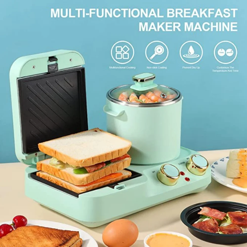 

3 in 1 Breakfast Machine Multifunctional Sandwich Machine Steak Frying Machine can Make Steamed Buns Fried Eggs Pancakes