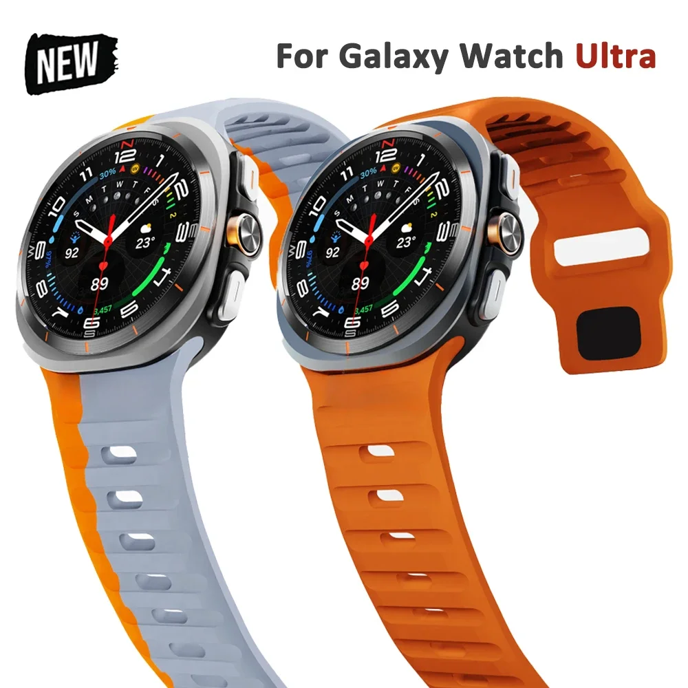 

Силиконовый ремешок без зазора для Samsung Galaxy Watch Ultra 47 мм, спортивный браслет унисекс для GALAXY Watch ULTRA 47, мягкий ремешок с изогнутым концом