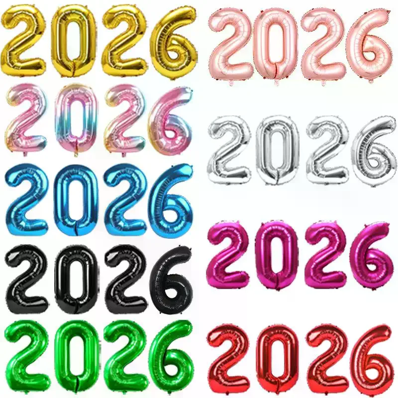 بالونات فويل لتزيين حفلات رأس السنة الجديدة كابينة تصوير دعائم ديكور منزلي لعيد الميلاد 2026 دعامة الاحتفال الخاص بك