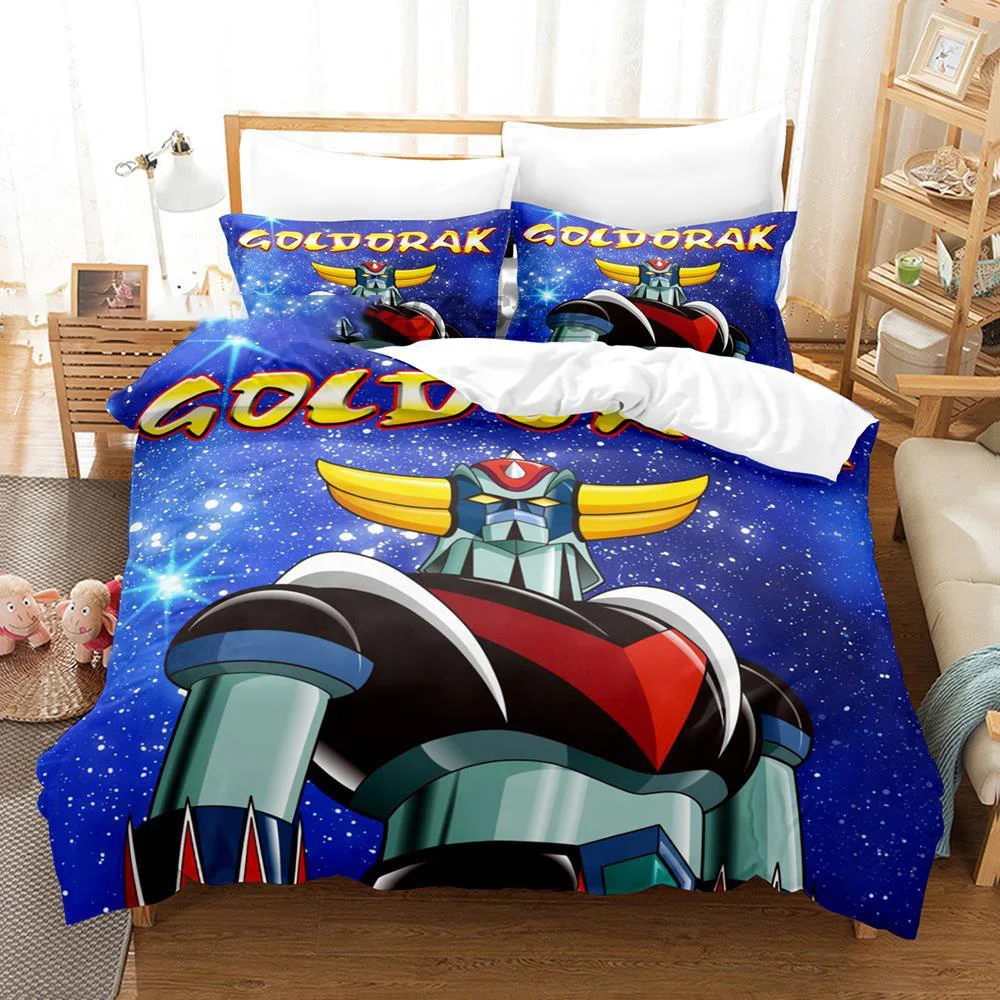 Set biancheria da letto Goldorak Copripiumino Grendizer stampato in 3D 3 pezzi Copripiumino doppio matrimoniale completo Queen King per bambini