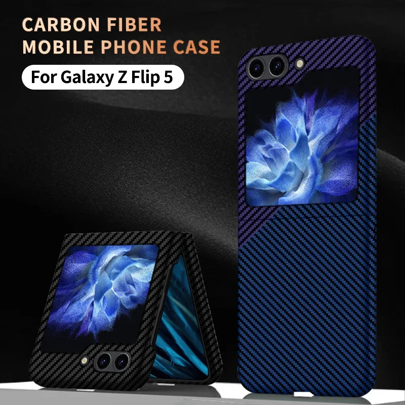 

Luxury Slim Carbon Fiber Pattern Hard PC Back Cover For Samsung Galaxy Z Flip5 Flip 5 5G ShockProof Phone Cases Coque Fundas