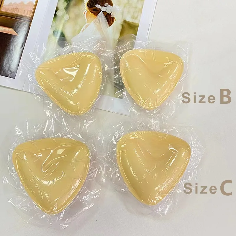 New Triangle Double Side Adhesive Silica Gel Breast Pad Underwear Sew DIY Insert Bra Double Side Adhesive Push Up Bra Cups Pads