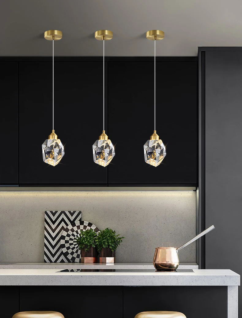 Light Luxury K9 Crystal Small Dhandelier Modern And Minimalist Restaurant Light Bar Counter Bedroom Bedside Long Line Light