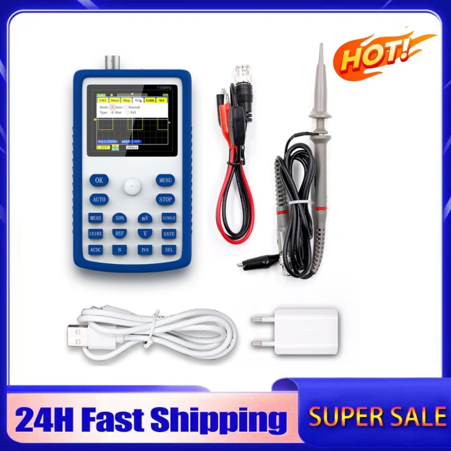 

FNIRSI-1C15 Professional Digital Oscilloscope 500MS/s Sampling Rate 110MHz Analog Bandwidth Support Waveform Storage