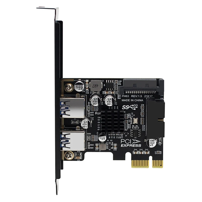 Placa riser pci-e para usb3.0 com 2 portas usb placa de expansão pci-e conector de alimentação sata de 19 pinos suporte pcie 1x 4x 8x 16x