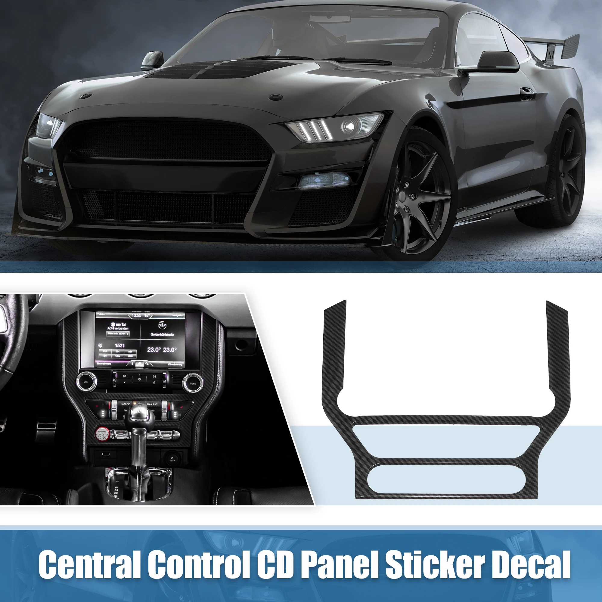 

UXCELL Car Central Control Panel Sticker Decals for Ford for Mustang 2015-2022 Black