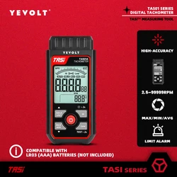 YEVOLT TA501A Digital Tachometer Non-Contact Tachometer Speed Meter Gauge with Backlight Rotating Speed/Count Function Switching