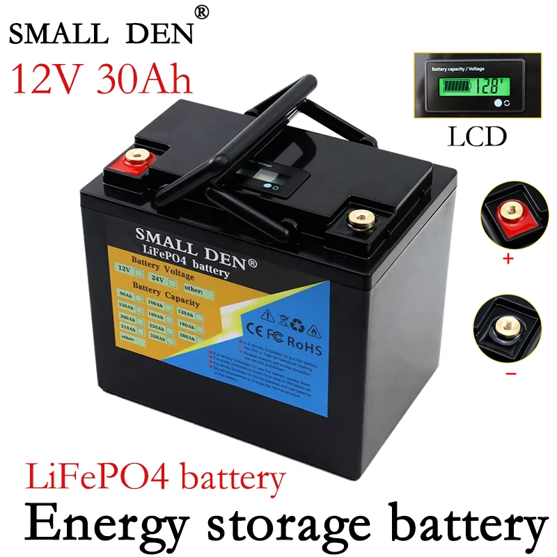 

12v 30ah 12.8V 32AH 35ah LiFePO4 Battery with 100a BMS Lithium Iron Phosphate Cycles inverter Solar Wind 110v/220v 14.6v Charge