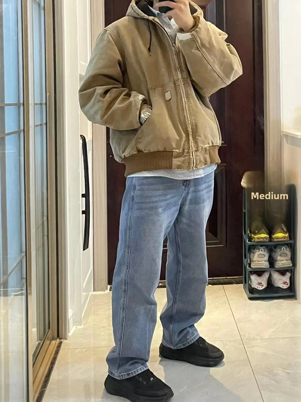 

Waed Hooded Jaet Thi Cotton Zipper Loose Couples Sle Ceiling Card Home CR J30 Men's Autumn Winter Faion Casual Coat