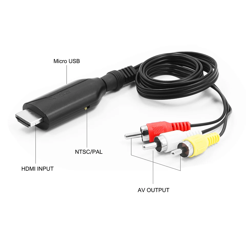 Conversor HDMI para rca, av/cvsb, l/r, 1080p, 1920x1080, 60hz, hdmi2av, saída ntsc pal, hdmi2av