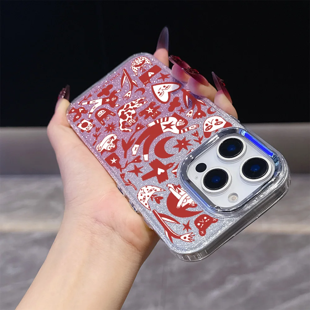 Casing Ponsel Transparan Berlapis Stiker Seni untuk OPPO Reno2 Reno4 Reno5 Reno6 Reno8 Reno11 Reno12 Reno13 Z T F Pro 4G 5G