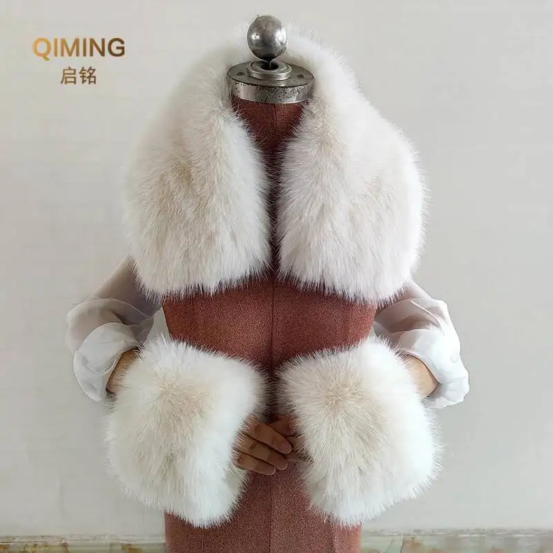 

Зимний воротник из искусственного меха набор меховых манжет пушистые роскошные шарфы Манишка женский шарф из кроличьего меха меховой шарф из искусственного лисьего меха квадратный воротник