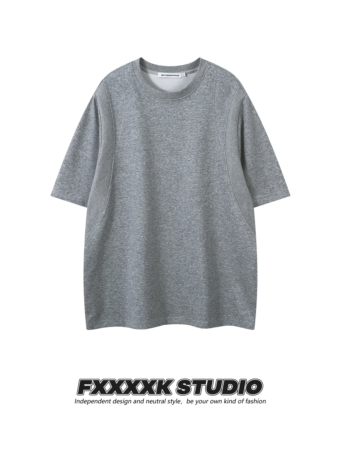 

Мужская футболка FXK Original American Trendy Brand: свободный крой, деконструированный пэчворк, воздушный слой, повседневная, цветная, с коротким рукавом