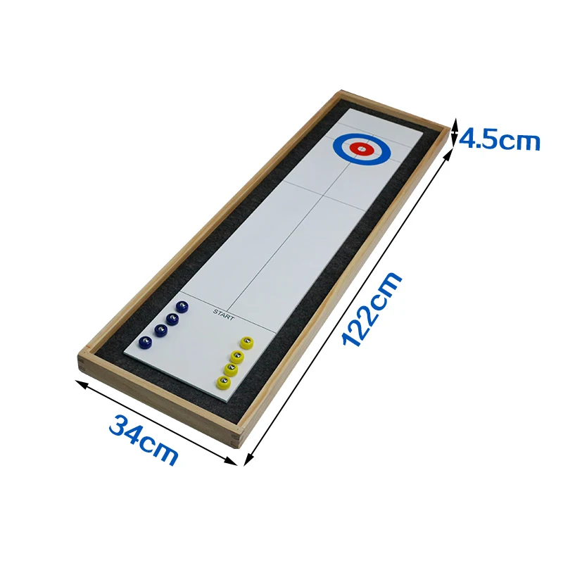 

Shuffleboard and Curling 2 in 1 Table Top Board Game with 8 Rollers - Great for Family Fun